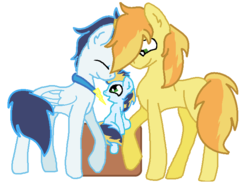 Size: 704x514 | Tagged: safe, artist:amazingphan24, braeburn, soarin', oc, earth pony, pegasus, pony, g4, age difference, base used, colt, family, gay, magical gay spawn, male, offspring, parent:braeburn, parent:soarin', parents:soarburn, ship:soarburn, shipping, simple background, stallion, stallion on colt, white background