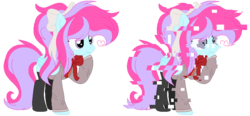 Size: 878x406 | Tagged: safe, artist:bezziie, oc, oc:strawberry pie, pegasus, pony, bow, clothes, error, female, glitch, hair bow, mare, schoolgirl, simple background, transparent background