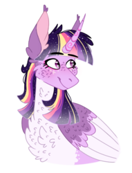 Size: 586x768 | Tagged: safe, artist:wanderingpegasus, twilight sparkle, alicorn, pony, g4, chest fluff, female, mare, redesign, simple background, smiling, solo, transparent background, twilight sparkle (alicorn)