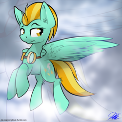 Size: 3000x3000 | Tagged: safe, artist:ask-lightningdust, lightning dust, pegasus, pony, g4, female, flying, goggles, high res, mare, solo, spread wings, wings, zoom layer