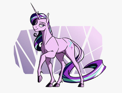 Size: 4100x3108 | Tagged: safe, artist:akweer, starlight glimmer, pony, unicorn, g4, abstract background, female, mare, raised hoof, smiling, solo