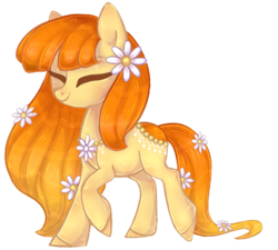Size: 527x475 | Tagged: safe, artist:misspinka, oc, oc only, oc:camille, earth pony, pony, female, flower, flower in hair, mare, simple background, solo, transparent background