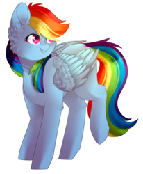 Size: 1765x2139 | Tagged: safe, artist:twinkepaint, rainbow dash, pegasus, pony, g4, cute, dashabetes, female, looking back, mare, simple background, smiling, solo, transparent background