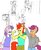 Size: 1495x1820 | Tagged: safe, artist:matchstickman, apple bloom, scootaloo, sweetie belle, earth pony, anthro, g4, apple brawn, cutie mark crusaders, flexing, muscles, progression, sketch, sketch dump, tree punching