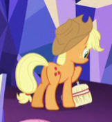 Size: 162x177 | Tagged: safe, screencap, applejack, earth pony, pony, g4, the one where pinkie pie knows, broom, butt, cropped, plot
