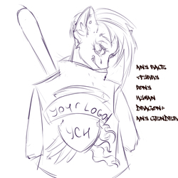 Size: 2000x2000 | Tagged: safe, artist:mdwines, oc, oc only, anthro, adoptable, baseball bat, biker, commission, high res, looking back, punk, solo, ych example, your character here