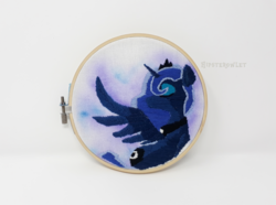 Size: 1500x1115 | Tagged: safe, artist:hipsterowlet, princess luna, alicorn, pony, g4, embroidery, irl, photo, solo, traditional art