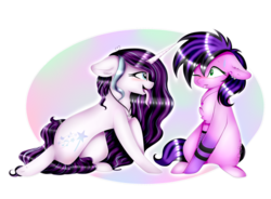 Size: 1024x755 | Tagged: safe, artist:absolitedisaster08, oc, oc only, oc:light heartless, oc:magical brownie, earth pony, pony, unicorn, female, long tongue, mare, simple background, tongue out, transparent background