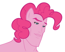 Size: 1760x1406 | Tagged: safe, pinkie pie, earth pony, pony, g4, bust, female, handsome, handsome face, manly, simple background, solo, transparent background