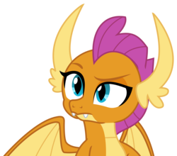 Size: 2400x2109 | Tagged: safe, artist:sketchmcreations, smolder, dragon, g4, non-compete clause, doubt, dragoness, female, high res, raised eyebrow, simple background, solo, transparent background, vector