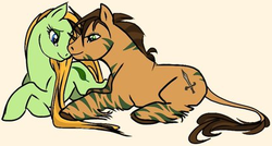 Size: 421x226 | Tagged: artist needed, source needed, safe, edit, earth pony, pony, caleb, cornelia hale, couple, cutie mark, date, earth, female, in love, leaf, male, mare, ponified, shipping, simple background, stallion, sword, w.i.t.c.h., weapon