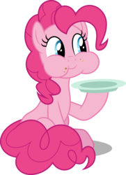Size: 3619x5000 | Tagged: safe, artist:dashiesparkle, pinkie pie, earth pony, pony, daring done?, .svg available, absurd resolution, dish, eating, female, hoof hold, mare, puffy cheeks, show trace, simple background, sitting, solo, transparent background, vector
