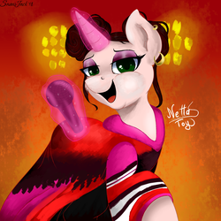 Size: 2053x2053 | Tagged: safe, artist:php97, pony, unicorn, eurovision 2018, eurovision song contest, high res, microphone, netta toy, ponified, solo