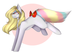 Size: 3343x2467 | Tagged: safe, artist:umiimou, oc, oc only, oc:clay pony, earth pony, pony, bell, bow, female, high res, mare, simple background, solo, tail bow, transparent background