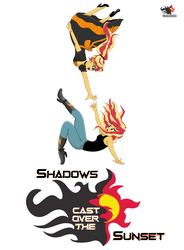 Size: 5000x6800 | Tagged: safe, artist:applety, sunset shimmer, fanfic:shadows cast over the sunset, equestria girls, g4, absurd resolution, boots, clothes, cover art, dress, falling, shoes