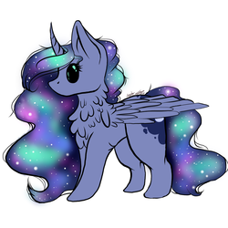 Size: 1024x1024 | Tagged: safe, artist:purediamond360, princess luna, alicorn, pony, g4, black sclera, chest fluff, chibi, cute, female, mare, neck feathers, simple background, solo, white background