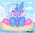Size: 3400x3200 | Tagged: safe, artist:bunxl, trixie, pony, unicorn, g4, cute, diatrixes, ethereal mane, female, floaty, heart, heart eyes, high res, inflatable, looking at you, mare, smiling, solo, starry eyes, starry mane, water, wingding eyes