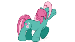 Size: 600x338 | Tagged: safe, artist:anscathmarcach, minty, earth pony, pony, g3, animated, cute, dancing, female, frame by frame, hair flip, mare, mintabetes, simple background, solo, white background