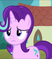 Size: 482x538 | Tagged: safe, screencap, starlight glimmer, pony, unicorn, g4, season 8, the parent map, animated, cropped, female, floppy ears, gif, mare, nose in the air, reaction image, sire's hollow, solo, sudden realization, volumetric mouth
