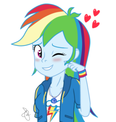 Size: 579x609 | Tagged: safe, artist:ilaria122, rainbow dash, equestria girls, g4, my little pony equestria girls: better together, blushing, clothes, cute, dashabetes, female, geode of super speed, heart, heart eyes, magical geodes, simple background, solo, transparent background, wingding eyes