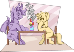 Size: 2542x1794 | Tagged: safe, artist:crunchycrowe, bat pony, pegasus, pony, unicorn, cheek squish, commission, couple, cute, date, duo, simple background, sitting, sketch, squishy cheeks, transparent background, your character here