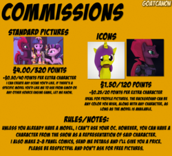 Size: 4000x3625 | Tagged: safe, artist:goatcanon, moondancer, starlight glimmer, tempest shadow, twilight sparkle, oc, oc:lemontwist, alicorn, pony, g4, my little pony: the movie, 3d, big crown thingy, clothes, commission, commission info, coronation dress, dress, gradient background, jewelry, prices, regalia, scepter, text, twilight scepter, twilight sparkle (alicorn)