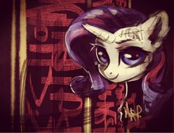 Size: 1207x929 | Tagged: safe, artist:inowiseei, rarity, pony, unicorn, g4, female, graffiti, head only, mare, solo