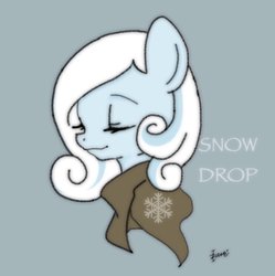 Size: 742x746 | Tagged: safe, artist:zoomiso, oc, oc only, oc:snowdrop, pegasus, pony, bust, cloak, clothes, cute, eyes closed, female, filly, simple background, smiling, solo