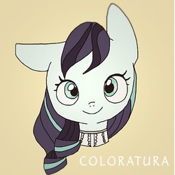 Size: 768x768 | Tagged: safe, artist:zoomiso, coloratura, earth pony, pony, g4, bust, cute, female, looking at you, mare, simple background, smiling, solo