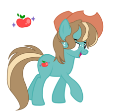 Size: 2696x2428 | Tagged: safe, artist:xxcutecookieswirlsxx, oc, oc only, oc:apple plant, earth pony, pony, female, hat, high res, mare, offspring, parent:applejack, parent:caramel, parents:carajack, simple background, solo, white background