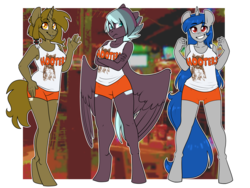 Size: 4000x3000 | Tagged: safe, artist:annakitsun3, oc, oc only, oc:ida, pegasus, unicorn, anthro, unguligrade anthro, anthro oc, hooters, simple background, transparent background