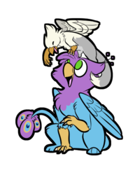 Size: 380x492 | Tagged: safe, artist:stupidshepherd, oc, oc only, oc:der, oc:gyro feather, oc:gyro tech, griffon, griffonized, micro, simple background, species swap, transparent background