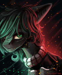 Size: 1280x1549 | Tagged: safe, artist:ognevitsa, oc, oc only, pony, black coat, clothes, frown, green eyes, green mane, male, solo, stallion