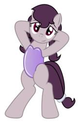 Size: 560x861 | Tagged: safe, artist:darkstorm619, oc, oc only, oc:acoustic melody, earth pony, pony, arm behind head, armpits, bipedal, clothes, female, looking at you, missing cutie mark, one-piece swimsuit, pose, simple background, solo, swimsuit, transparent background