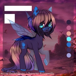 Size: 724x724 | Tagged: safe, artist:cottonaime, oc, oc only, oc:lumina flare, fairy, fairy pony, pony, adoptable, blue eyes, colored hooves, ear markings, female, looking at you, mare, reference sheet, solo