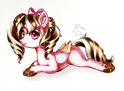 Size: 3642x2672 | Tagged: safe, artist:rikadiane, oc, oc only, pegasus, pony, female, heterochromia, high res, mare, prone, solo, two toned wings