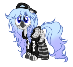 Size: 1024x943 | Tagged: safe, artist:mintoria, oc, oc only, oc:cutesy smile, pegasus, pony, backwards ballcap, baseball cap, cap, clothes, female, hat, hoodie, mare, simple background, socks, solo, striped socks, transparent background