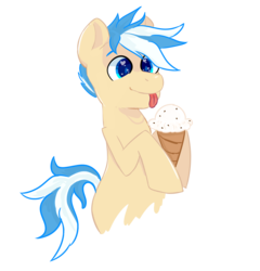 Size: 2400x2500 | Tagged: safe, artist:kiwiscribbles, oc, oc only, oc:vanilla daze, pony, food, heart eyes, high res, ice cream, simple background, solo, tongue out, transparent background, wingding eyes