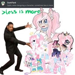 Size: 3000x3000 | Tagged: safe, artist:pastel-pony-princess, oc, oc only, oc:cookie dough, oc:dreamy stars, oc:pastel princess, oc:sylphie, human, pony, floating crown, high res, meme, meta, simple background, white background, will smith