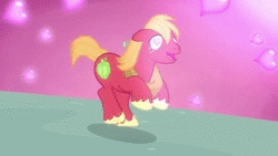 Size: 1280x720 | Tagged: safe, screencap, big macintosh, earth pony, pony, g4, the break up breakdown, animated, colored hooves, heart, heart eyes, male, open mouth, sound, stallion, webm, wingding eyes