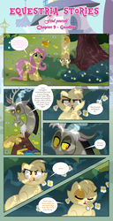 Size: 1919x3762 | Tagged: safe, artist:estories, discord, fluttershy, oc, oc:alice goldenfeather, cat, draconequus, pegasus, pony, comic:find yourself, g4, catified, comic, species swap