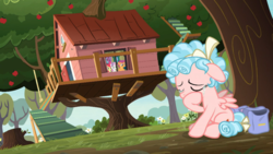 Size: 1600x900 | Tagged: safe, screencap, apple bloom, cozy glow, scootaloo, sweetie belle, earth pony, pony, g4, marks for effort, apple tree, clubhouse, crusaders clubhouse, crying, female, filly, tree, treehouse
