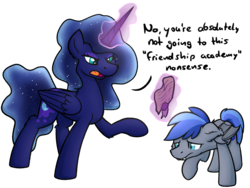 Size: 2736x2053 | Tagged: safe, artist:moemneop, oc, oc:prince rigel, oc:princess dream, alicorn, bat pony, pony, alternate universe, female, high res, magic, male, mare, not luna, simple background, stallion, transparent background