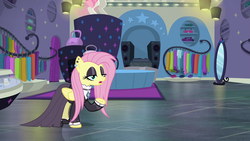 Size: 1280x720 | Tagged: safe, screencap, fluttershy, pony, fake it 'til you make it, g4, clothes, female, fluttergoth, mare