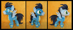 Size: 5000x2054 | Tagged: safe, artist:fireflytwinkletoes, soarin', pony, g4, clothes, goggles, irl, photo, plushie, solo, uniform, wonderbolts uniform