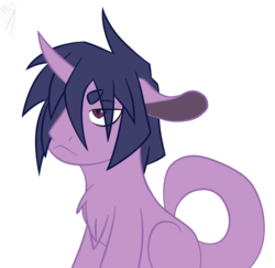 Size: 1408x1370 | Tagged: safe, artist:moonakart13, artist:moonaknight13, twilight sparkle, oc, oc:twilight night, pony, g4, chest fluff, child, colt, floppy ears, grumpy, male, reptile tail, simple background, tail, transparent background
