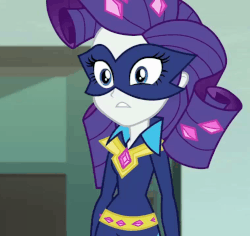 Size: 763x720 | Tagged: safe, screencap, radiance, rarity, equestria girls, equestria girls specials, g4, my little pony equestria girls: movie magic, animated, clothes, costume, cropped, facepalm, female, gem, gif, power ponies, solo