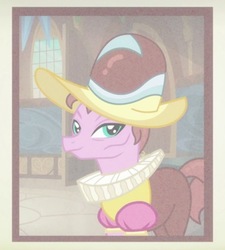Size: 376x417 | Tagged: safe, screencap, chancellor puddinghead, earth pony, pony, g4, marks for effort, cropped, female, hat, mare, ruff (clothing), solo