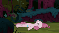 Size: 1920x1080 | Tagged: safe, screencap, mean pinkie pie, earth pony, pony, g4, the mean 6, bored, clone, everfree forest, female, looking up, lying, mare, solo