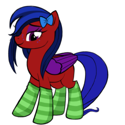 Size: 1024x1024 | Tagged: safe, artist:thesoldier, oc, oc:kostroma, pegasus, pony, bedroom eyes, bow, clothes, eyeshadow, freckles, hair bow, makeup, simple background, socks, striped socks, transparent background